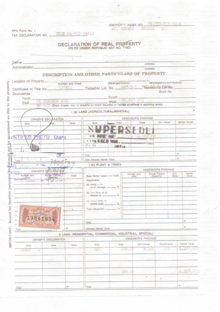 Certificate of Tax Declaration - Lepiten & Bojos Law Offices